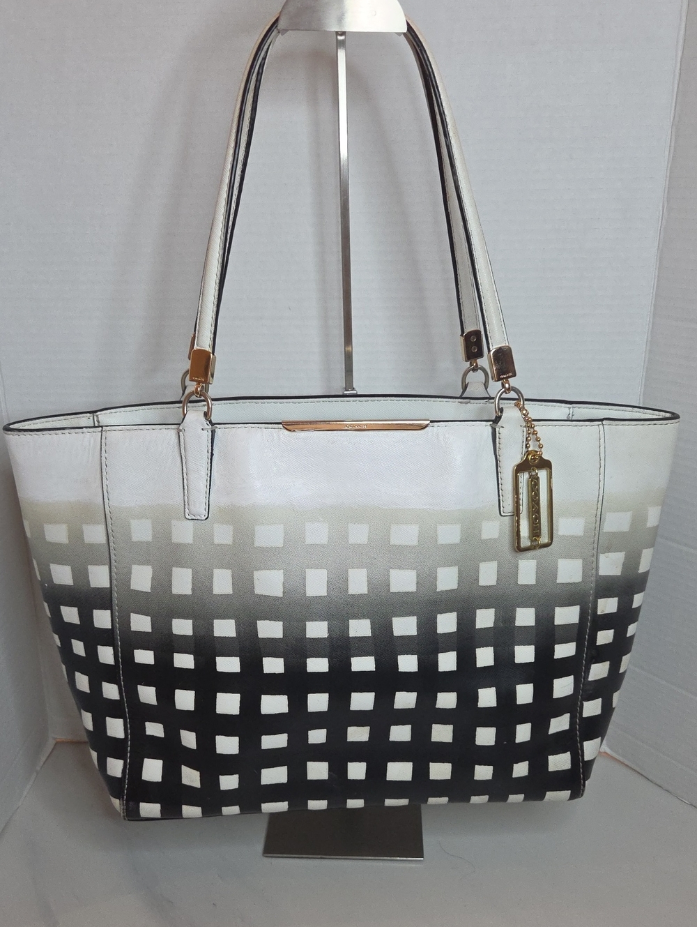 Coach Black and White Ombre Grid Tote